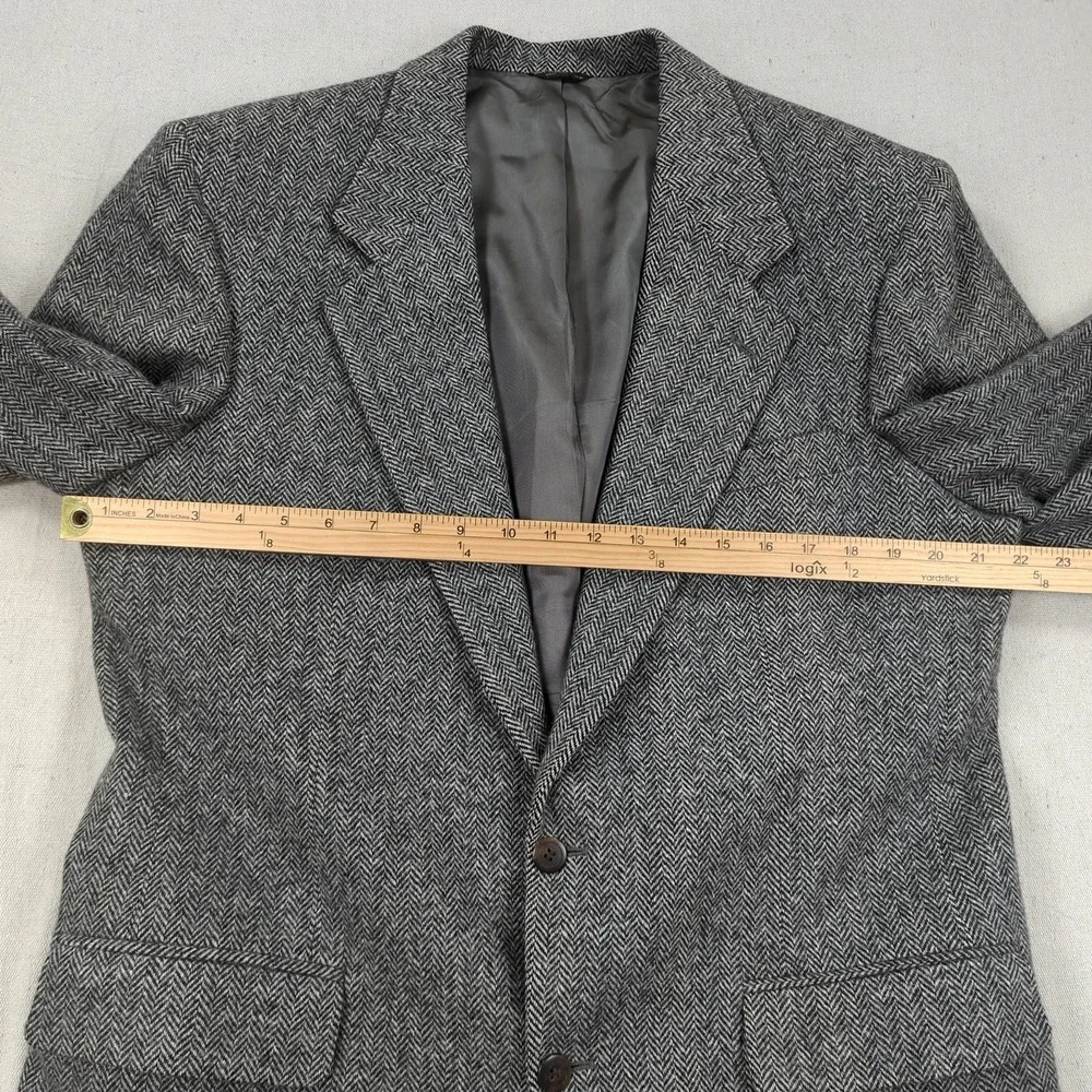 Orvis Blazer Mens 42R Gray Wool Herringbone Sport Coat Jacket USA Made